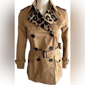 Coach Trench Coat Leopard Print Classic KhakiSize XXS